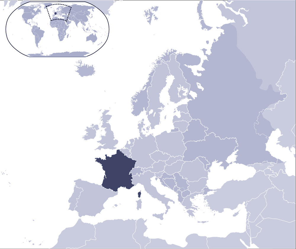 Карта местоположения Франции