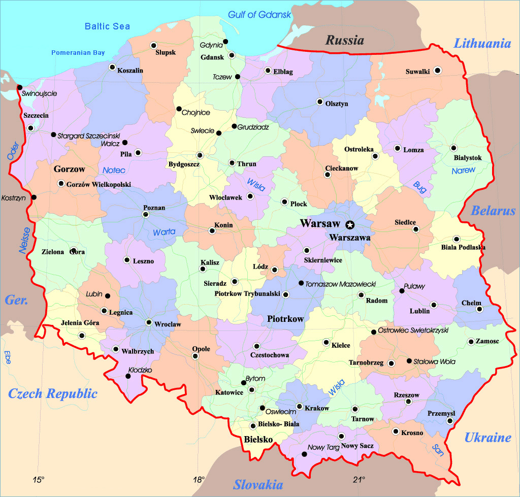 Административная карта Польши