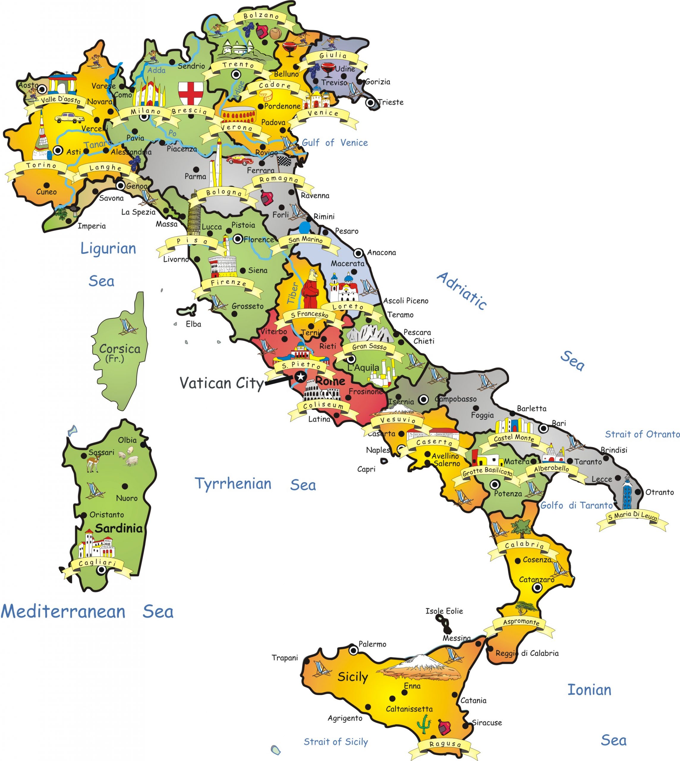 Туристическая карта Италии