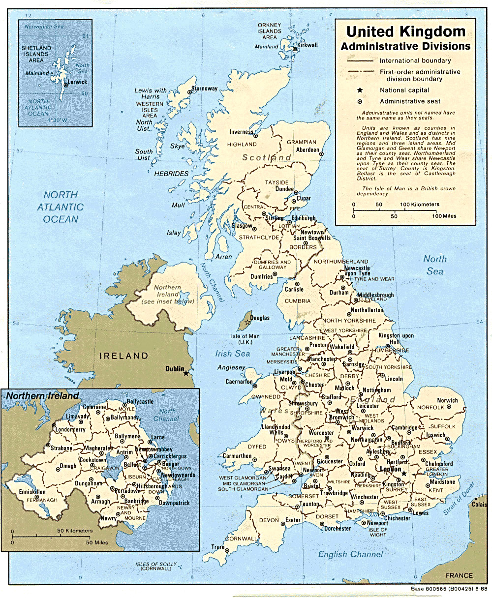 Административная карта Великобритания