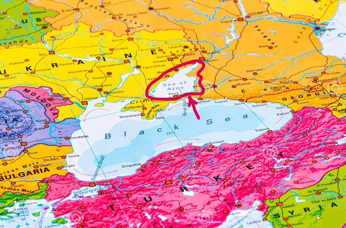 Азовське море на карті Європи