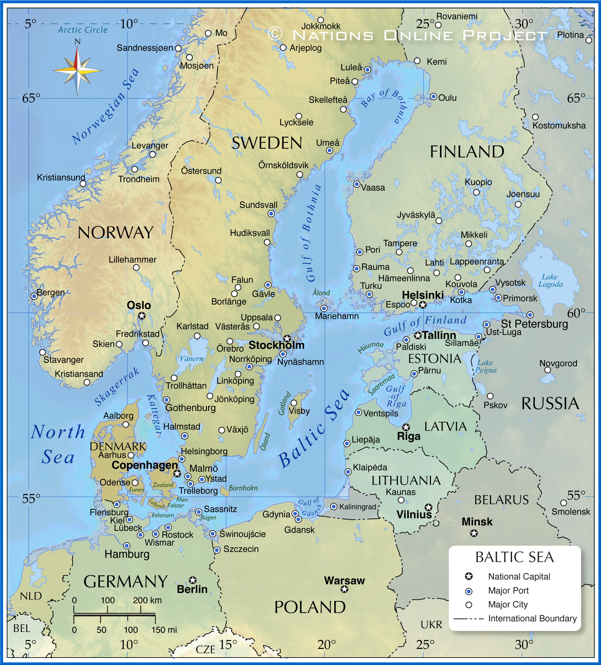 Политическая карта Балтийское море