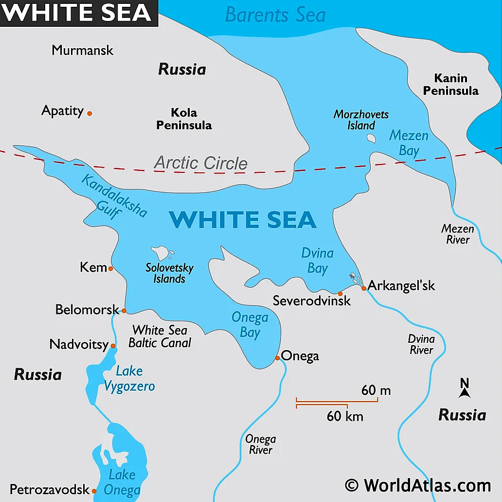 Біле море карта світу