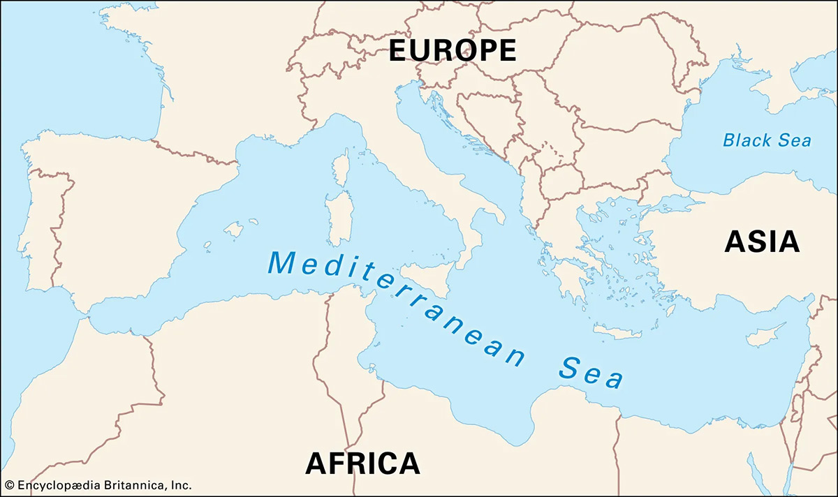 Средиземное море на карте Африки