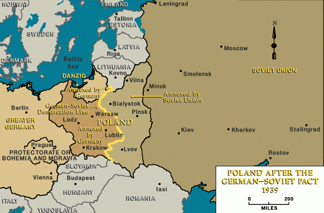 Карта распределения польских земель 1939