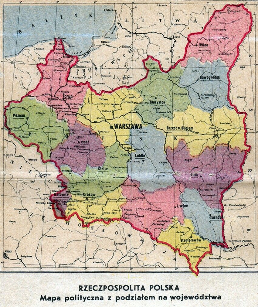 Карта Польши политическая 1939