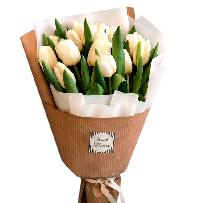 Замовити Букет з 21 білого тюльпану в Києві